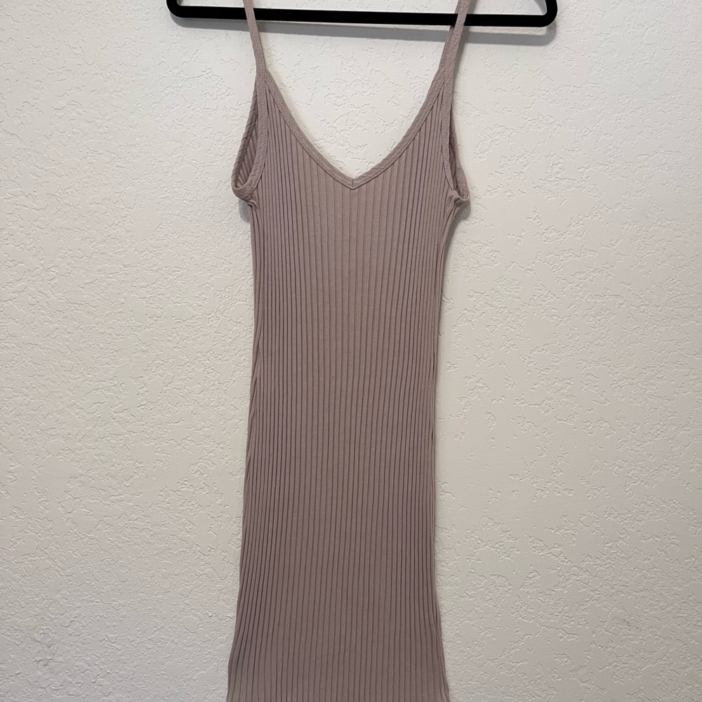 Urban Outfitters Ribbed Midi Dress - Taupe
